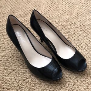Black peep toe heels